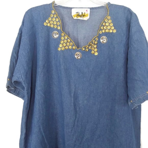 Vintage Phillip Noel Chambray Studded Tunic - Picture 2 of 4